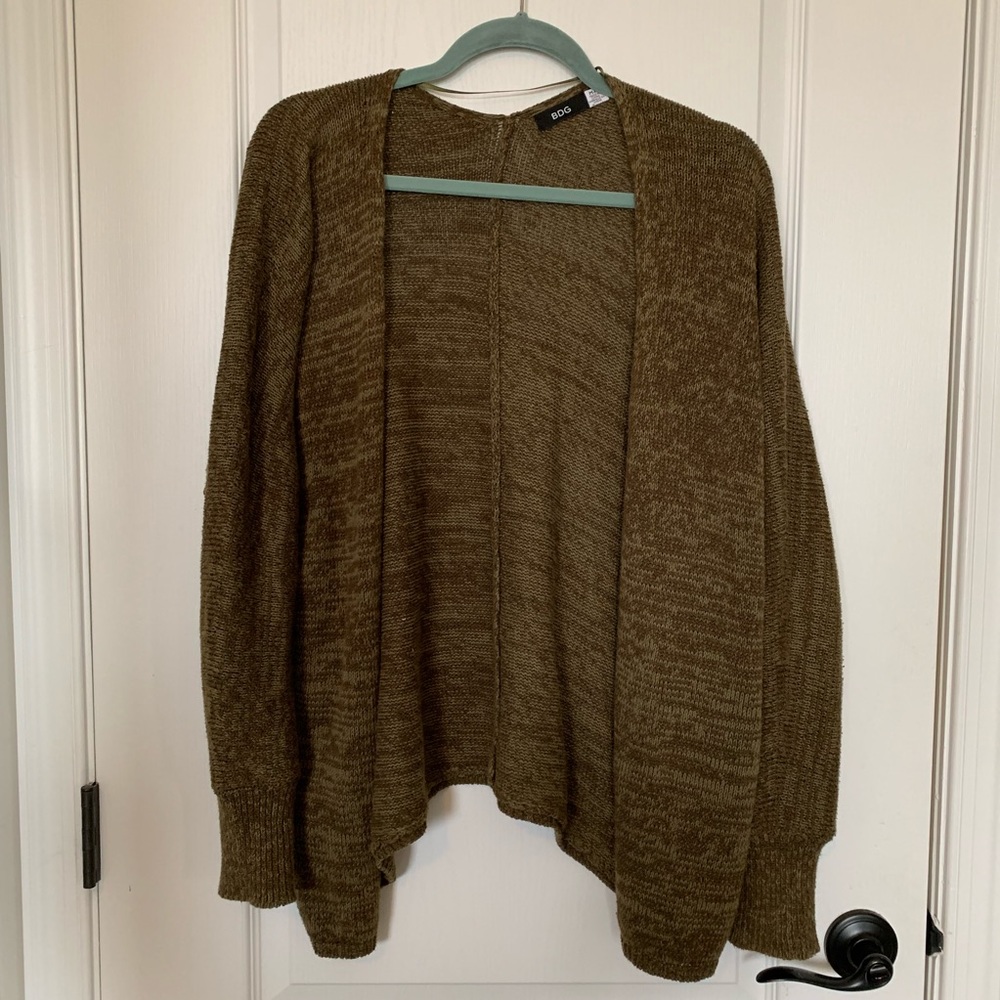 Army green open cardigan
